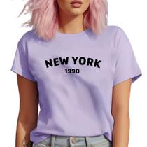 Camiseta feminina Baby Look New York 1990 Agodão Fio 30.1