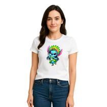 Camiseta Feminina Baby Look Stitch 100 Algodão Premium Moda