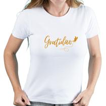 Camiseta feminina babylook Gratidão manga curta Moda Barata