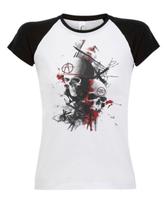 Camiseta Feminina Babylook Raglan 2ª Guerra Skull War Street - No Sense