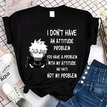 Camiseta Feminina Bakugo Katsuki - "Eu Não Tenho um Problema de Atitude" - Anime