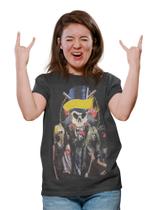 Camiseta Feminina Banda de Rock Guns Estampada Frente e Costas - 100% Algodão