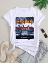 Camiseta Feminina Banda Def Leppard E Motley Crue Rock - Baby Look