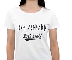 Camiseta Feminina Banda Rock Def Leppard Lets Rock - Baby Look Camiseta Feminina Banda Rock Def Leppard Lets Rock - Baby Look