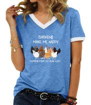 Camiseta feminina BAOKUAN com estampa de letras de algodão e mangas curtas Camiseta feminina BAOKUAN com estampa de letras de algodão e mangas curtas