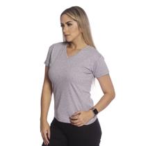 Camiseta Feminina Básica Baby Look Lisa Gola V Barato