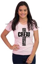 Camiseta Feminina Básica Evangélica Algodão Creio Em Deus