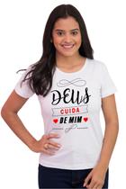 Camiseta Feminina Básica Evangélica Algodão Cuida De Mim