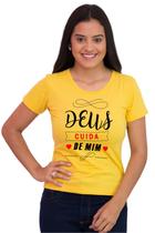 Camiseta Feminina Básica Evangélica Algodão Cuida De Mim