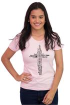 Camiseta Feminina Básica Evangélica Algodão Nome de Jesus