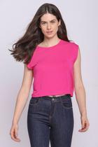 Camiseta Feminina Básica Manga Curta Polo Wear Rosa Escuro