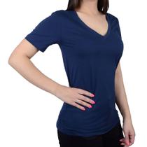 Camiseta Feminina Basico.com Lisa Azul Marinho - 102101