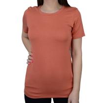 Camiseta Feminina Basico.Com Soft Modal Marrom Telha - 10210