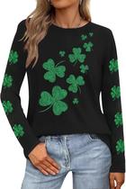 Camiseta feminina Beopjesk St Patrick's Day Glitter Shamrock