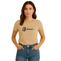 Camiseta Feminina Blessed Manga Curta, Gola Redonda, Reforço de Ombro e Gola, Toque Macio, Algodão