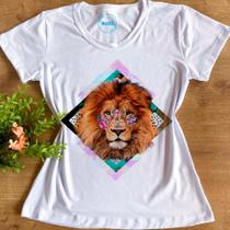 Camiseta Feminina Blizz Branca com Estampa Leão Enigma