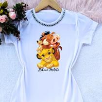 Camiseta feminina blusa camisa t shirt rei leão com e sem pedrarias