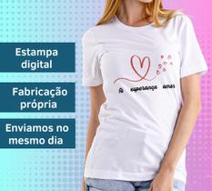 Camiseta Feminina Blusa Manga Curta Fé esperança amor Moda Evangélica Cristã Gospel