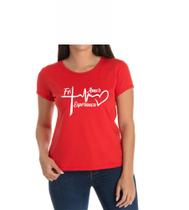 Camiseta Feminina Blusinha Baby Look Algodão Fé Amor Esperança