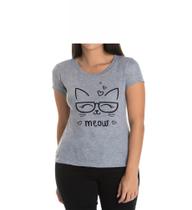 Camiseta Feminina Blusinha Baby Look Miow 100%algodão