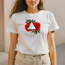 Camiseta Feminina Blusinha Rosas de Algodão T-shirt Plus Size GuGi