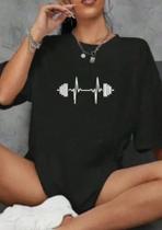 Camiseta Feminina Blusinha T Shit Fashion Algodão Batimentos Treino Halter Academia
