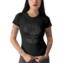 Camiseta Feminina Bomba Atômica Nuclear Cérebro Baby Look