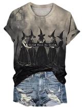 Camiseta feminina BOMYTAO Halloween Witch com estampa Witchy Vibes