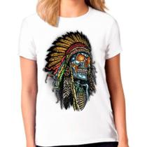 Camiseta Feminina Branca Caveira Mexicana Skul 01