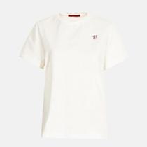 Camiseta Feminina Branca De Algodão Com Manga Curta Casual Bordada Moda