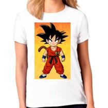 Camiseta Feminina Branca Desenho Anime Dragon Ball Z 02