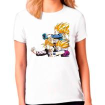 Camiseta Feminina Branca Desenho Anime Dragon Ball Z 13