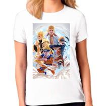 Camiseta Feminina Branca Desenho Naruto Anime 03