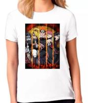 **Camiseta Feminina Branca - Desenho Naruto Anime 08**