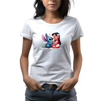 Camiseta Feminina Branca Lilo & Stitch Love Super Fofo