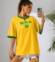 Camiseta Feminina Brasil Varias Cores Estilo 100% Algodão Premium