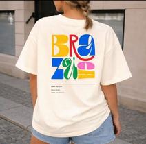 Camiseta Feminina BRAZUCA 100% Algodão Premium Cor:BRANCOTamanho:P