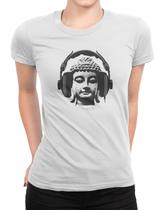 Camiseta Feminina Buda De Fones De Ouvido Blusinha