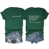 Camiseta feminina Bwnilimeizn BWN Kindness Be Kind verde verão GL