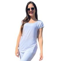 Camiseta Feminina Camisetão Gola Larga Manga Curta Costas Aberta Camiseta Fitness