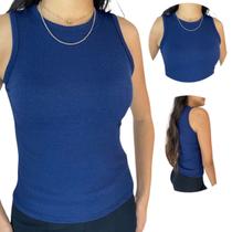 Camiseta Feminina Canelada Regata Lisa Academia Verão