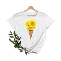 Camiseta Feminina Casual Da Moda, Manga Curta, Estampa Gráfica De Peixe, Camiseta Com Estampa De