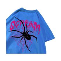 Camiseta Feminina Casual de Algodão - Estampa Aranhas e Teias de Aranha - Manga Curta