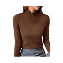 Camiseta feminina casual de manga comprida e gola alta outono/inverno Camiseta feminina casual de manga comprida e gola alta outono/inverno