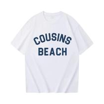 Camiseta Feminina Casual De Verão Estilo Harajuku Com Mangas Curtas Cousins Beach Aesthetic