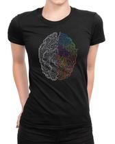Camiseta Feminina Cérebro Ilustração Labirinto Camisa Psicologia Blusinha