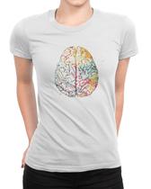 Camiseta Feminina Cérebro Psicologia Ilustração Colorida Blusinha