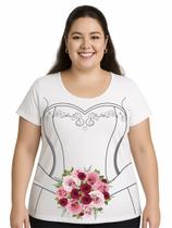 Camiseta Feminina Chá Bar Noiva Buquê Tamanho Especial Plus Size Camiseta Feminina Chá Bar Noiva Buquê Tamanho Especial Plus Size