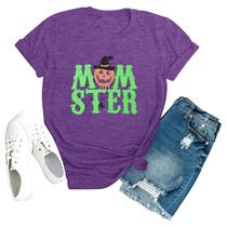 Camiseta feminina Chulianyouhuo Momster com estampa de Halloween Camiseta feminina Chulianyouhuo Momster com estampa de Halloween