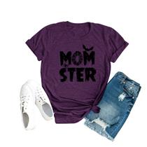 Camiseta feminina Chulianyouhuo Momster Halloween, roxa, tamanho S